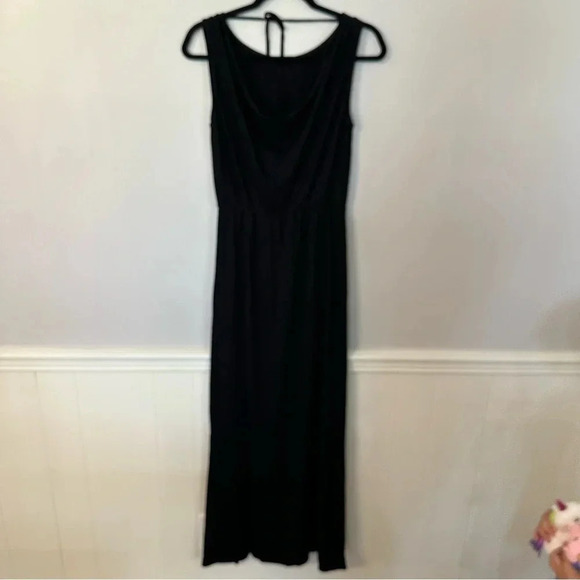 Lanston Women’s Black Sleeveless Side Slit Drape Tie Back Maxi Dress Size XS NWT - Picture 6 of 9